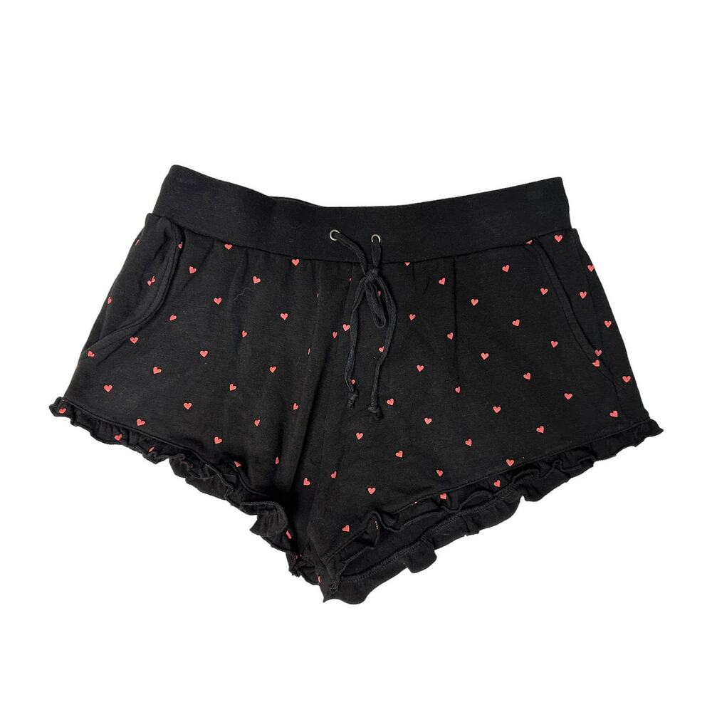 Plush Apparel black heart pajama shorts size Small